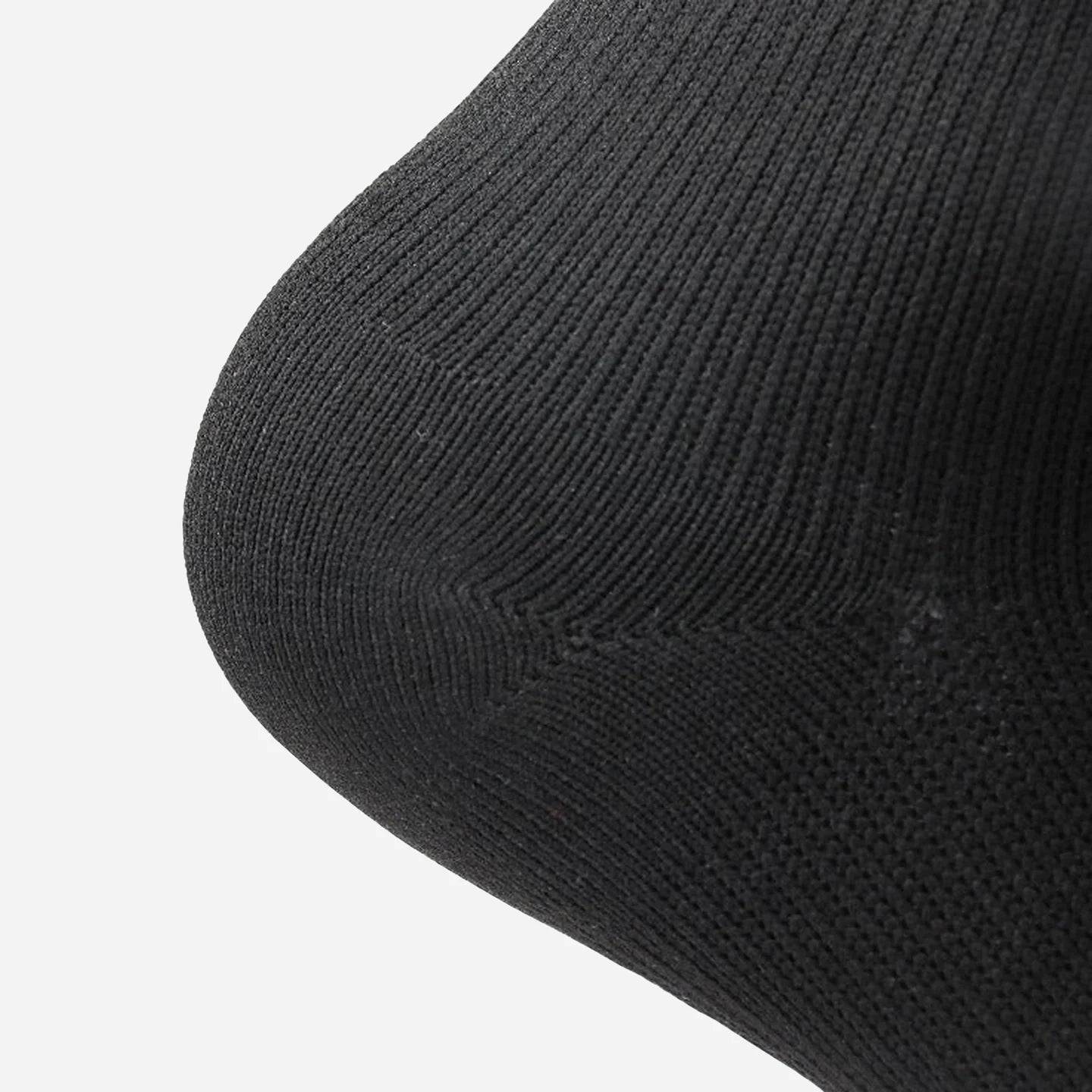 a close up view of black wudhu socks wore on heel