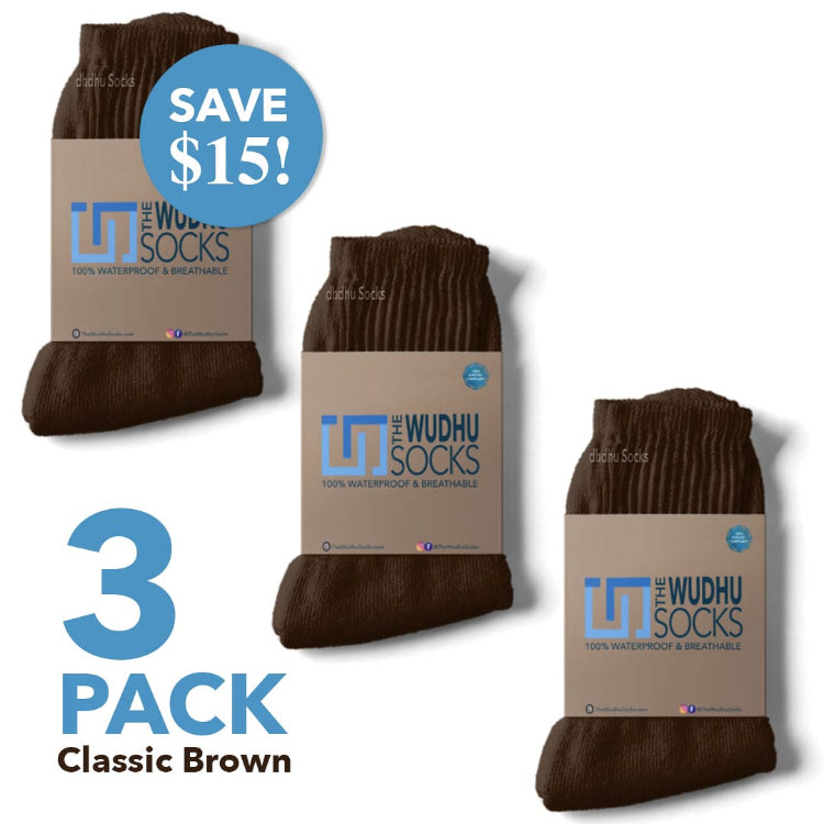 brown wudhu socks - waterproof and breathable socks for ablution (wudhu)