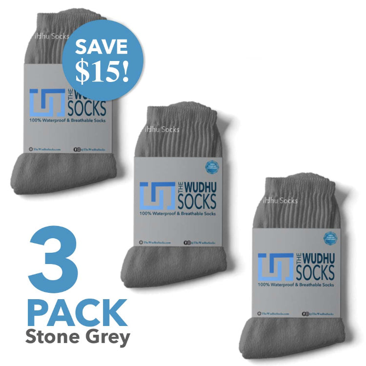 grey wudhu socks - waterproof and breathable socks for ablution (wudhu)